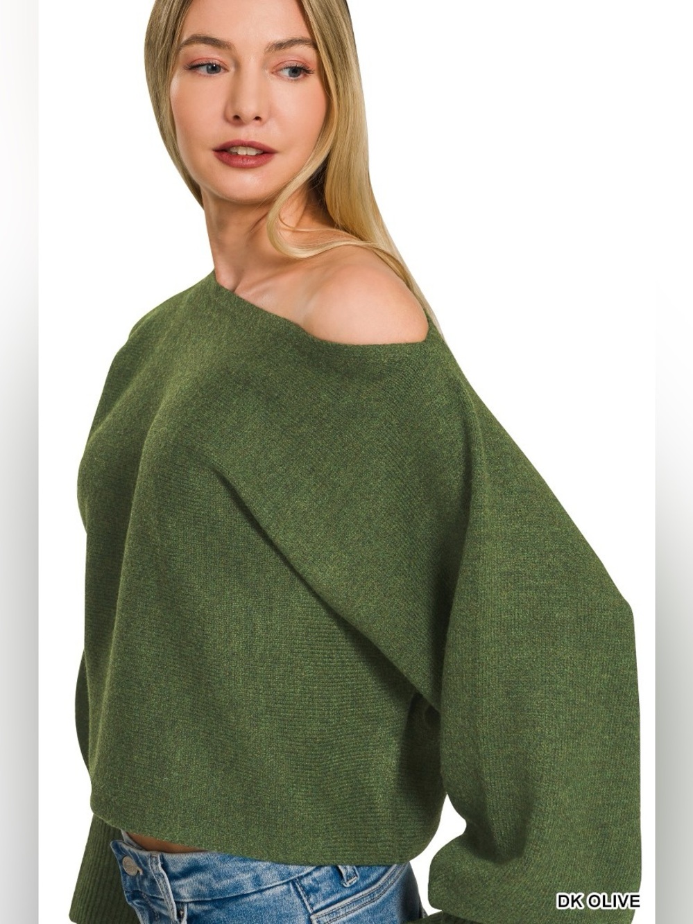 Zenana Boat Neck Balloon Sleeve Sweater - Picture 4 of 9